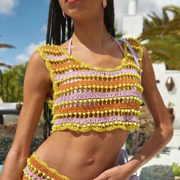 CeliaB Gaia Knit Crochet Top - Picture 1 of 8